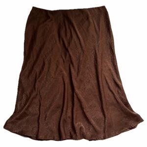 Banana Republic Brown Satin Midi Skirt 90s Minimalist Bias Cut XL